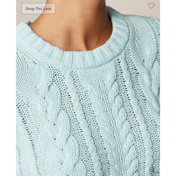 J. Crew Cable Knit Crewneck Sweater Midday Skies NWT size Large - Picture 3 of 7